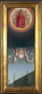 El alma de San Bertín es llevada al cielo (Retablo de la Abadía de San Bertín). Alrededor de 1459 de Simon Marmion