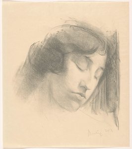Cabeza de mujer con los ojos cerrados
