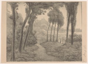 Paisaje con camino forestal de Simon Moulijn (signed by artist)