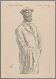 Retrato de Dirk Hidde Nijland con abrigo sobre el brazo de Simon Moulijn (signed by artist)