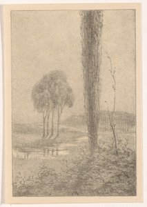 Paisaje con árboles y arroyo de Simon Moulijn