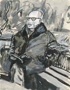 Hombre leyendo un libro, 2019 (tinta y rotuladores de pintura acrílica sobre papel)
