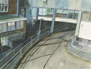 Entrada de taxi de la estación de tren, 2019 (acuarela y gouache sobre papel)