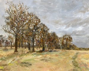 Woodland, Richmond Park no 6, 2022 (óleo sobre lienzo) de Simon Neville