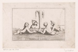 Fonteinsculptuur van tritonen en naïaden Tritones y Náyades. (título en el objeto) Colección de estatuas, grupos, fuentes, términos, jarrones y otros adornos magníficos del castillo y parque de Versalles (título de la serie)