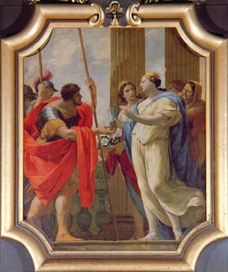 Polydamne dando a Menelao y Helena las medicinas Enula Campana y Moly de Simon Vouet