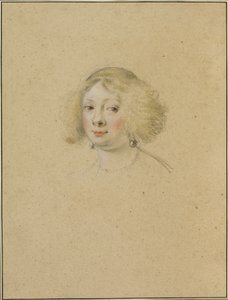 Retrato de una joven con pendientes de perlas de Simon Vouet