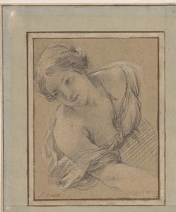 Estudio de una joven encorvada de Simon Vouet