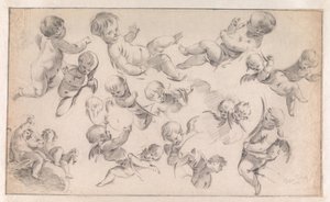 Estudio para una decoración con putti de Simon Vouet