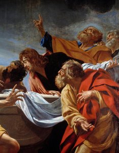 Los Apóstoles en la Tumba de la Virgen (detalle) de Simon Vouet