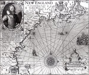 Mapa de la costa de Nueva Inglaterra, observado y descrito por el Capitán John Smith (1580-1631) 1614, de 