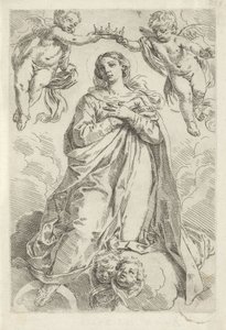 Coronación de María en una luna creciente de Simone Cantarini