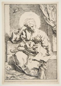 Madonna y Niño con un pájaro, ca. 1635-1636 de Simone Cantarini