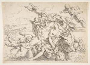 El rapto de Europa, ca. 1636 de Simone Cantarini