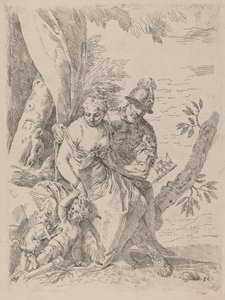 Marte, Venus y Cupido de Simone Cantarini after Veronese