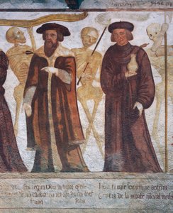 La Muerte con el Duque y el Doctor (detalle de La Danza de la Muerte) de Simone II Baschenis