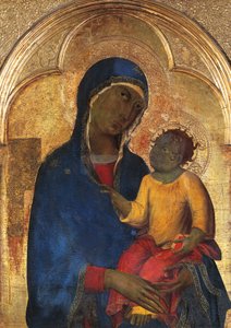 Virgen con el Niño, detalle del Retablo de San Domenico de Simone Martini (1283-1344), temple y oro sobre tabla de madera de Simone Martini