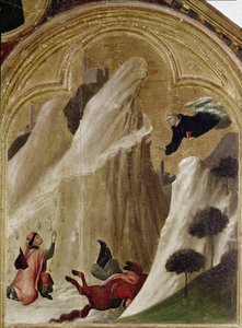 El milagro del caballero que cae del acantilado y permanece vivo. Parte del tríptico Historia del Ermitaño de San Agustín