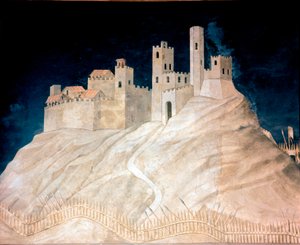 Vista del castillo de Montemassi en Maremma en 1328