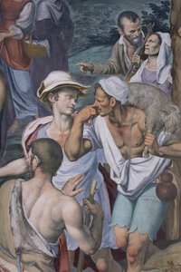 Adoración de los Pastores, 1578-82 (detalle) de Simone Veneziano Peterzano