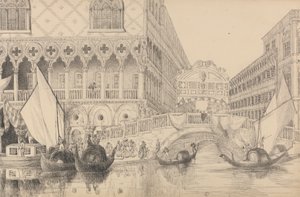 Álbum de 30 vistas del Tirol e Italia: El Puente de los Suspiros y parte del Palacio Ducal 10 Nov.r 1840 de Sir Charles D