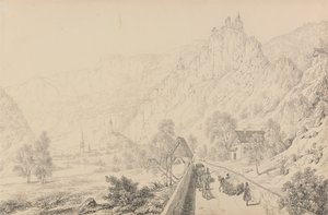 Álbum de 30 vistas del Tirol e Italia: Las ruinas del convento de Seben, cerca de Klausen, 27 de octubre de 1840. de Sir Charles D