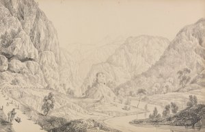 Álbum de 30 vistas del Tirol e Italia: Vista del Eisak cerca de Mittenwald, 27 de octubre de 1840 de Sir Charles D