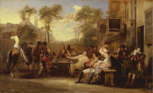 Pensionistas de Chelsea reciben la Gaceta que anuncia la batalla de Waterloo de Sir David Wilkie