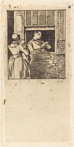 Mujer en una ventana, leyendo una carta