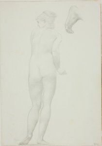 Vista trasera de mujer desnuda de pie y boceto de un pie de Sir Edward Burne Jones