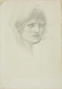 Cabeza drapeada, ojos mirando hacia la derecha de Sir Edward Burne Jones