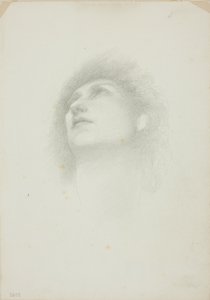 Cabeza de una mujer con el rostro levantado de Sir Edward Burne Jones