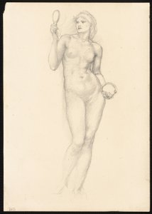 Figura Femenina Desnuda con Espejo en la Mano Derecha