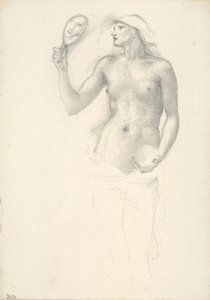 Figura Femenina Semi-Desnuda con Espejo en la Mano Derecha de Sir Edward Burne Jones