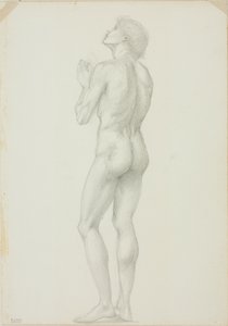 Desnudo masculino de pie con manos juntas en oración de Sir Edward Burne Jones