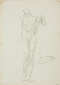 Hombre de pie con tableta; boceto separado del brazo derecho de Sir Edward Burne Jones