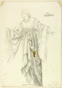 Estudio para figura de "Ociosidad - El romancillo de la rosa de Sir Edward Burne Jones