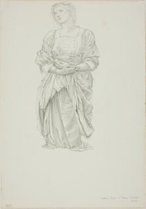 Estudio para "El espejo de Venus": Figura femenina arrodillada de Sir Edward Burne Jones