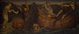 Cupido y Psique - Murales del Palacio Verde - Psique dando la moneda al barquero del Estigia, 1881 de Sir Edward Coley Burne Jones