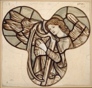 Diseño para vidrieras en la iglesia de Lyndhurst: Un ángel arpista