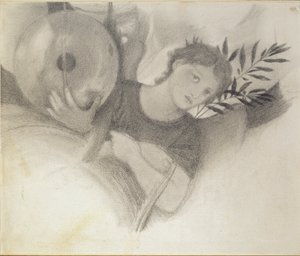 Estudio para una cabeza en Los días de la creación, c. 1871-1875 de Sir Edward Coley Burne Jones