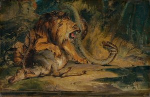 León Defendiendo su Presa de Sir Edwin Landseer