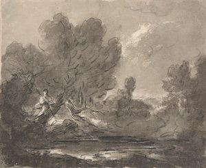 Figura en un árbol cerca de un estanque de Sir George Howland Beaumont seventh Baronet