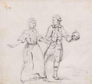 Dos figuras con una calavera