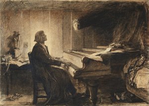 Franz Liszt en un piano, 1904 de Sir Hubert von Herkomer