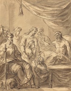 Jacob permitiendo a Benjamín ir a Egipto con sus hermanos