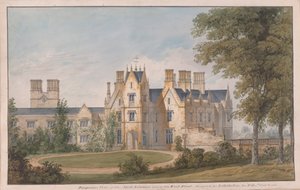 Lilleshall, Shropshire: Vista de la entrada norte y de la fachada oeste de Sir Jeffry Wyatville