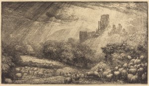 Castillo de Corfe: Efecto del sol después de la lluvia