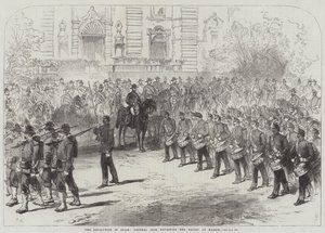 La revolución en España, el general Prim revisando las tropas en Madrid de Sir John Charles Robinson