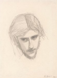 Estudio para la cabeza de Ferdinand en "Ferdinand Lured by Ariel" (Ferdinand atraído por Ariel) de Sir John Everett Millais